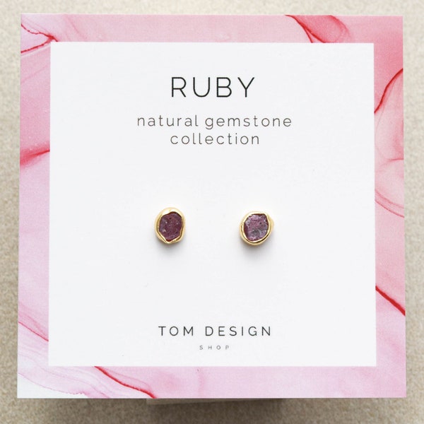 Ruby Stud Earrings • Ruby Post Earrings • Ruby Gemstone • July Birthday • Ruby Gemstone Earrings • Bridesmaid Gift • July Birthstone GPT