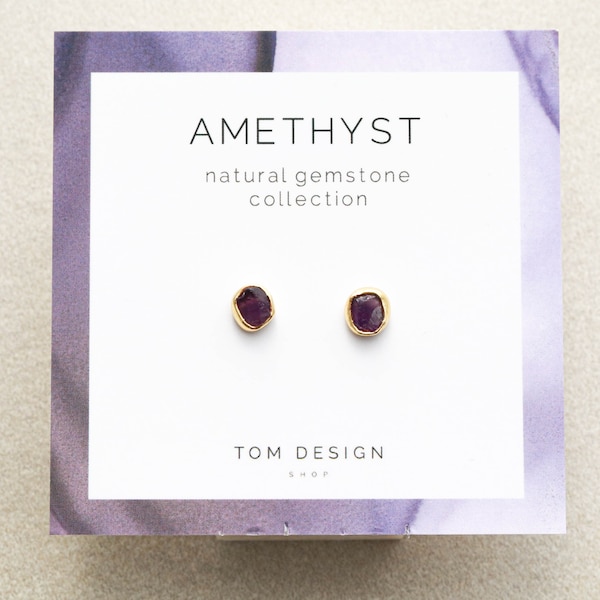 Amethyst Stud Earrings • Amethyst Post Earrings • Amethyst Gemstone • February Birthday • February Birthstone • Bridesmaid Gift • Bridal GSP