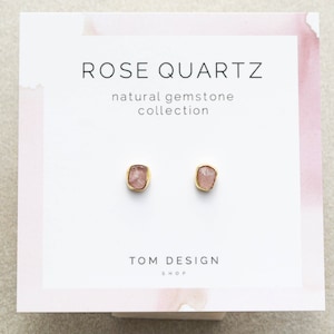 Rose Quartz Stud Earrings • Rose Quartz Posts • Rose Quartz Gemstone • October Birthday • October Birthstone • Bridesmaid Gift • Wedding GPT