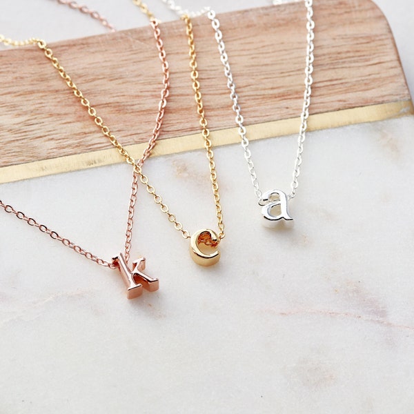 Lowercase Initial Necklace, Silver Gold Rose Gold Custom Personalized Bridesmaid Gift Wedding Dainty Initial Initial Monogram LOWERCASE CHMS