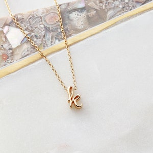 Initial Necklace Letter Necklace Collier Femme Personalized Jewelry Script Initial Wedding Gift Bridesmaid Necklace CURSIVE CHMS image 1