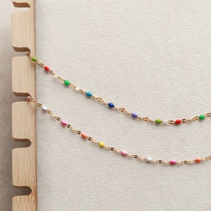 Enamel Lace Chain - Waterproof, Anti-Tarnish, Dainty Chain, Layering Necklace, Stacking Bracelet, Gold Necklace, Colorful Chain 18k Gold LYR