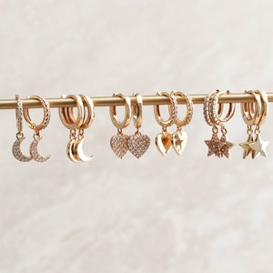 Huggie Earrings • Star Earrings • Heart Earrings • Moon Earrings • Minimalist Earrings • Hypoallergenic • Celestial Earrings • Dainty ERG