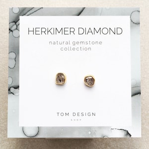 Herkimer Diamond Stud Earrings • Post Earrings • Natural Diamond • April Birthday • Gemstone, Bridesmaid Gift, April Birthstone Handmade GPT
