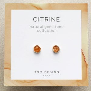 Citrine Stud Earrings • Citrine Post Earrings • Citrine Gemstone • November Birthday • Birthstone Earrings • Bridesmaid Gift • Wedding GMP