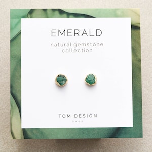 Emerald Stud Earrings • Emerald Post Earrings • Emerald Gemstone • May Birthday • Gemstone Earrings • Bridesmaid Gift • May Birthstone GPT