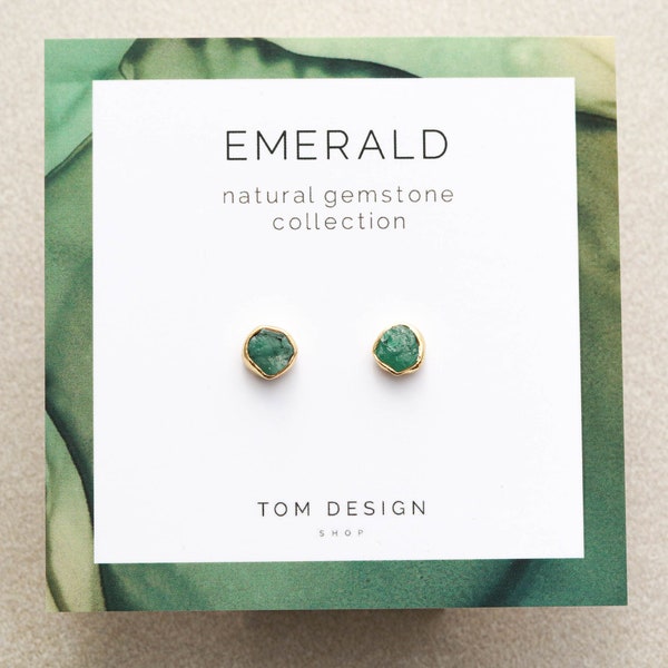 Emerald Stud Earrings • Emerald Post Earrings • Emerald Gemstone • May Birthday • Gemstone Earrings • Bridesmaid Gift • May Birthstone GSP
