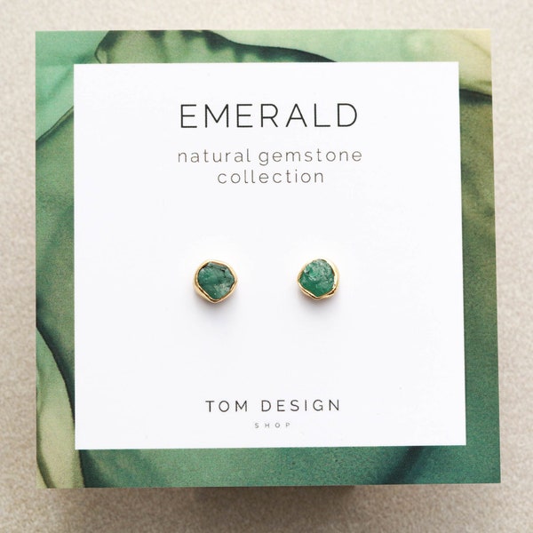 Emerald Stud Earrings • Emerald Post Earrings • Emerald Gemstone • May Birthday • Gemstone Earrings • Bridesmaid Gift • May Birthstone GMP