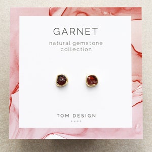 Garnet Stud Earrings • Garnet Post Earrings • Garnet Gemstone • January Birthday • Birthstone Earrings • Bridesmaid Gift • January GPT