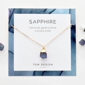 Sapphire Necklace • Natural Sapphire Gemstone Necklace • September Birthstone • September Birthday Gift • Gift for Her • Sapphire Gift GM1