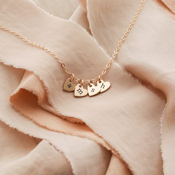 Tiny Hearts Necklace - Initials Necklace, Personalized Gift For Mom, Personalized Mother's Day Jewelry, Gift for Her, Gift for Mom, Mother