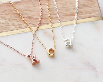 Lowercase Initial Necklace, Silver Gold Rose Gold Custom Personalized Bridesmaid Gift Wedding Dainty Initial Initial Monogram LOWERCASE CHMS