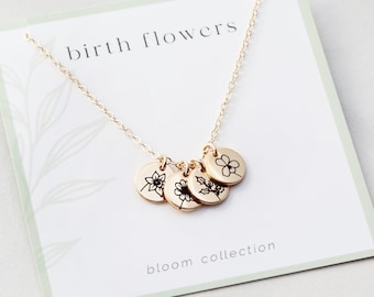Personalized Birth Flower Necklace • Birth Month Mom Necklace • Mothers Day Gift • Floral Necklace • Birth Flower Necklace Dainty 3/8" MXE1