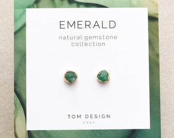 Emerald Stud Earrings • Emerald Post Earrings • Emerald Gemstone • May Birthday • Gemstone Earrings • Bridesmaid Gift • May Birthstone GMP