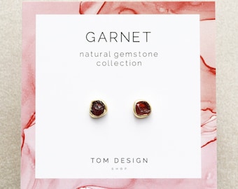 Garnet Stud Earrings • Garnet Post Earrings • Garnet Gemstone • January Birthday • Birthstone Earrings • Bridesmaid Gift • January GPT