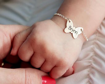Personalized Baby Bracelet • Baby Girl Bracelet • Baby Shower • Custom Baby Gift • Personalized Gift • Personalized Jewelry • Butterfly MXE2
