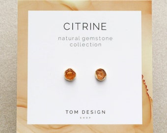 Citrine Stud Earrings • Citrine Post Earrings • Citrine Gemstone • November Birthday • Birthstone Earrings • Bridesmaid Gift • Wedding GPT