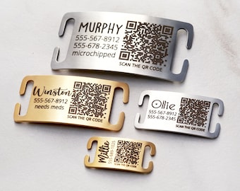 Scannable Dog Tag • Digital Pet Tag • QR Code Pet ID Tag • Silent Dog Tag • Slider Pet Tag • Dog Collar Tag • QR Code Dog Tag • Scan Tag dt