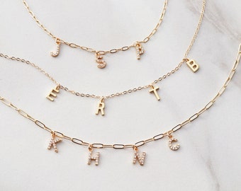 Paperclip Initial Necklace Etsy