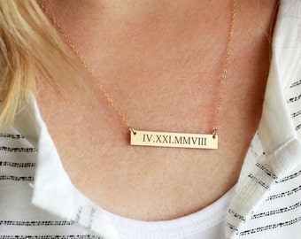 Gold Bar Necklace - Personalized Gift for Her,Engraved Bar Necklace Personalized Bridesmaid Gift Personalized Gift for Her, THICK BAR MXE2 *