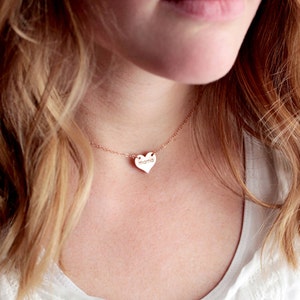 Heart Choker Necklace - Personalized Choker Gift for Her Heart Necklace Chain Choker Bridesmaid Gift Name Necklace Initial Keepsake MXE2