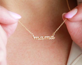 Mama Necklace - Simple Personalized Jewelry in Gold or Silver, New Mom Gift, Christmas for Her CHRM