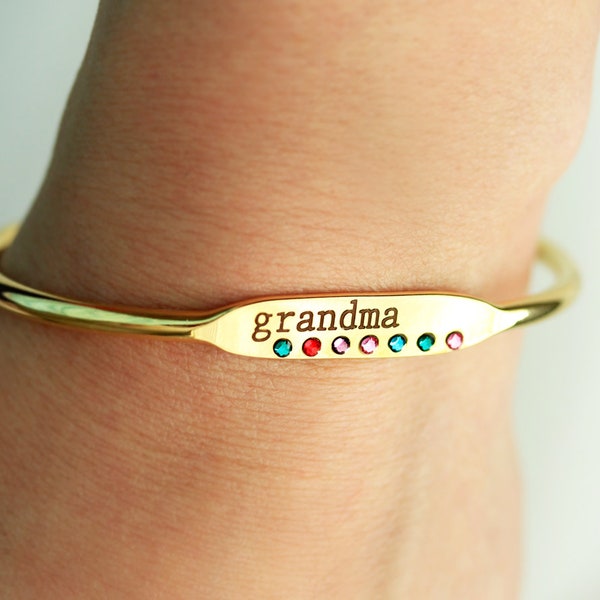 Grandmother Gift • Nana Bracelet • Birthstone Bracelet • Name Bracelet • Personalized Bangle • Mothers Bracelet • Personalized Gift Her TBR2