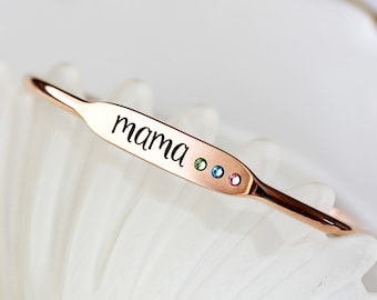 Grandma Bracelet • Nana Bracelet • Name Bracelet • Birthstone Bracelet • Mothers Bracelet • Personalized Bangle • Birthstone Gift • TBR2