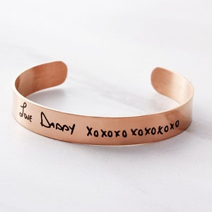 Mother's Day Gift Handwriting Bracelet, Children's Actual Handwriting, Engraved Cuff Bracelet, Custom Bangle, Handwriting Gift, Medium HND image 2