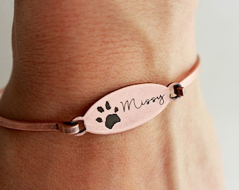 Paw Print Bracelet • Pet Memorial • Paw Print Jewelry • Engraved Paw Print • Dog Mom Bracelet • Cat Paw Print • Custom Bracelet • Paw HND