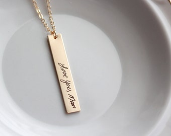 Handwriting Necklace • Handwriting Jewelry • Signature Necklace • Vertical Necklace • Actual Handwriting • Handwriting Gift • Personal HND