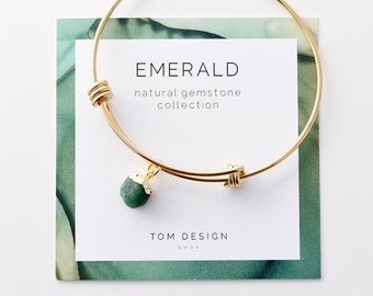 Emerald Bracelet • Emerald Bangle Bracelet • Natural Emerald • May Birthday Gift • Gift for Her • Bridesmaid Gift • Gemstone Bracelet - GEM