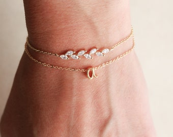 Crystal Bracelet Set - Bracelets for Women, Gold Bracelets, Gift Set, Initial Bracelet, Bridesmaid Gift, Bridesmaid Bracelets, Layer BGS2