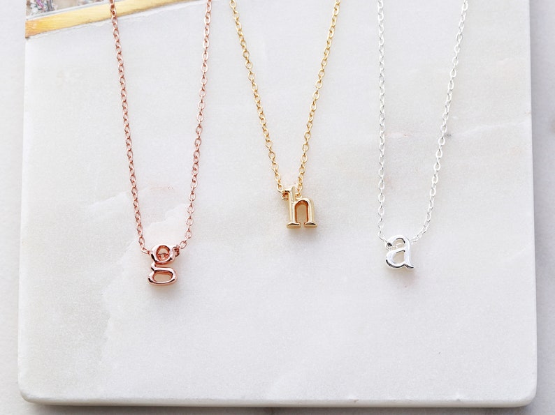 Initial Necklace Children's Gold Initial Necklace Kids Initial Necklace Gift for Kids, Name Necklace, Flower Girl Gift LOWERCASE CHMS image 3