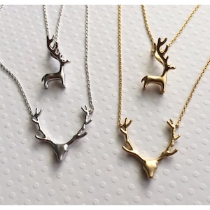 Deer Necklace Antler Necklace Gold Antler Necklace Elk Antler Pendant Antler Jewelry Deer Antler Jewelry Deer Jewelry CHMS image 6