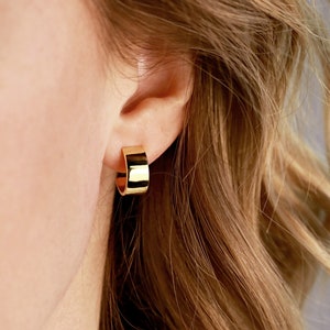 Thick Hoop Earrings • Thick Earring • Cuff Earring • Hoop Earrings • Gold Cuff Earring • Minimalist Earrings • Dainty Earrings Hoop Post ERG