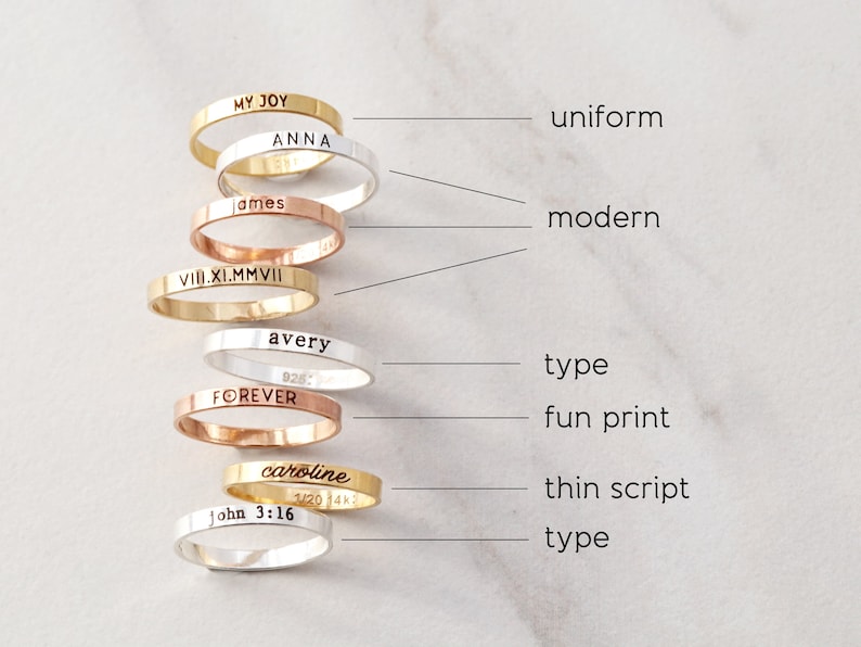 Personalized Ring Dainty Ring Name Ring Stacking Ring Minimalist Ring Engraved Ring Custom Band Ring Stacking Flat Band RNG image 8