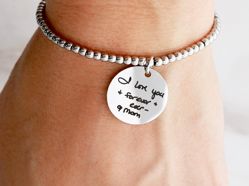 Handwriting Bracelet • Memorial Bracelet • Actual Handwriting • Remembrance Gift • Grieving Gift • Actual Signature • Engraved Bracelet HND image 4