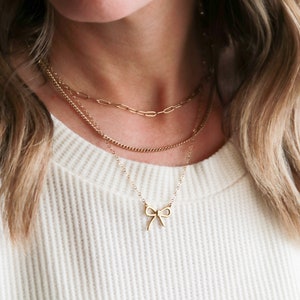 Dainty Bow Necklace Gold Bow Necklace Silver Bow Necklace Ribbon Trendy Bow Best Friend Gift Bridesmaid Gift Birthday Gift GLF image 9