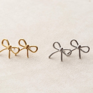 Bow Earrings, Bow Stud Earrings, Trendy Earrings, Hypoallergenic, Waterproof, Ribbon Earrings, Post Earrings, Gift for Her Christmas LUMA image 11