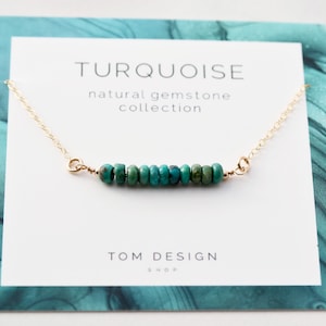 Turquoise Bar Necklace • Dainty Turquoise • Gemstone Necklace • Gemstone Bar • Birthstone Necklace • December Birthday • Turquoise GM1