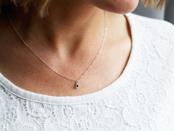 Dainty birthstone best sale necklace