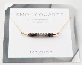 Smoky Quartz Bar Necklace • Dainty Gemstone • Gemstone Necklace • Gemstone Bar Necklace • Birthstone Necklace • Birthday Gift • Natural GEM