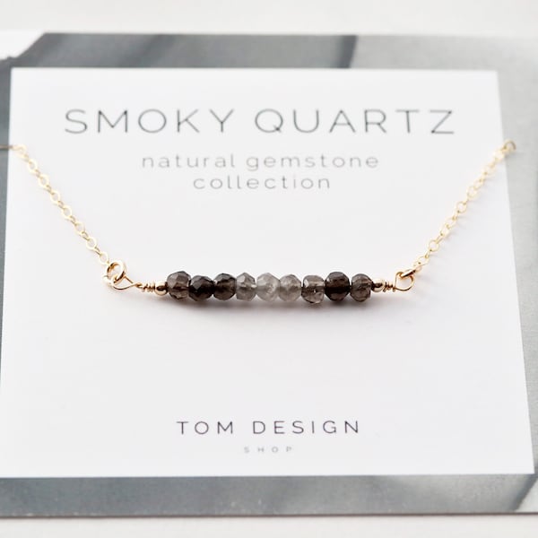 Smoky Quartz Bar Necklace • Dainty Gemstone • Gemstone Necklace • Gemstone Bar Necklace • Birthstone Necklace • Birthday Gift • Natural GEM