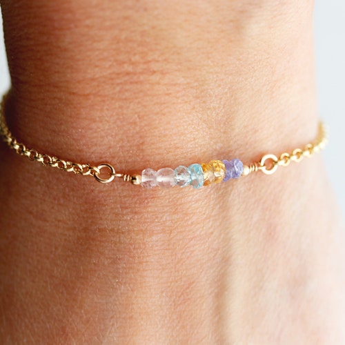 Birthstone Bar Bracelet / Birthstone 