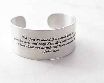 Inspirational Bracelet - Engraved Cuff Bracelet, Personalized Bangle Bracelet, Custom Cuff, Engraved Bracelet, Quote Bracelet - Thick ECB