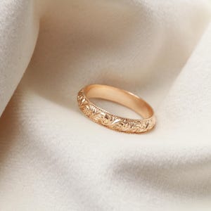 Floral Ring - 14k Gold Filled, Vintage Inspired Gold Ring, Dainty Floral Band, Ornate Gold Filled Ring, Stacking Ring, Carved Floral RNG image 7