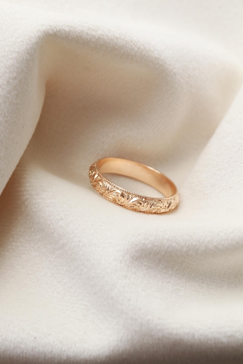 Floral Ring - 14k Gold Filled, Vintage Inspired Gold Ring, Dainty Floral Band, Ornate Gold Filled Ring, Stacking Ring, Carved Floral RNG image 7