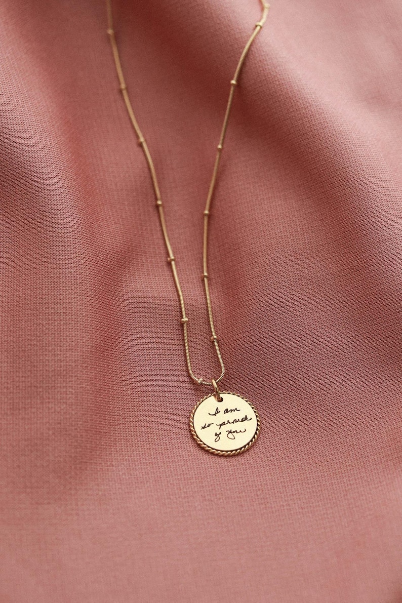 Handwriting Necklace - Actual Handwriting Jewelry Personalized Rope Necklace, Memorial Gift, Custom Signature Engraved Pendant, Rope ZUNO image 10