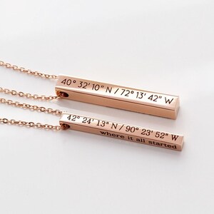 Name Necklace • Mother's Day Gift • Grandmother Gift • Custom Name Necklace • Bar Necklace • 4 Sided Bar • Custom Bar • Personalized Bar 4SE image 2
